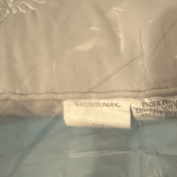 Madison Park Gray Pillow Embroidery Design Square Throw Pillow Bed Couch 15 inch - Picture 2 of 10